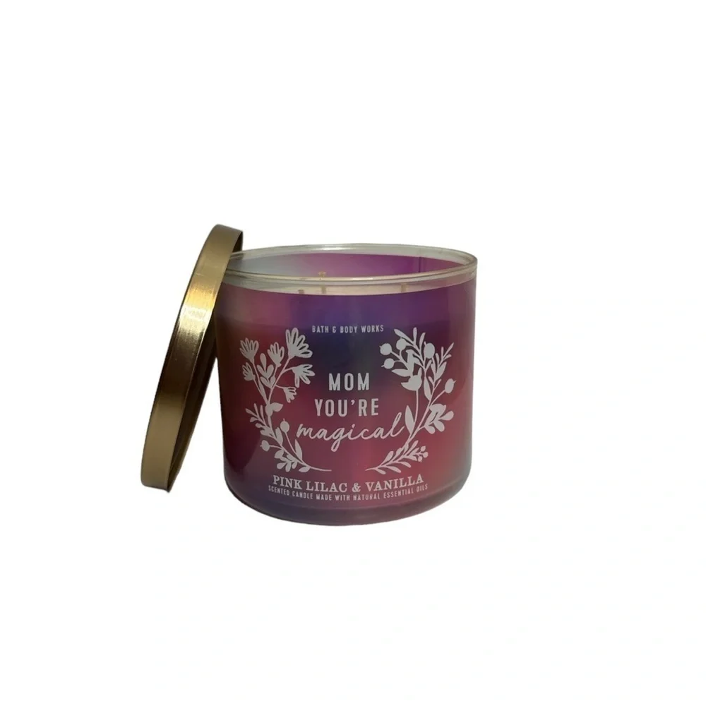 Bath & Body Works Mom You're Magical Pink Lilac & Vanilla 3 Wick Candle 14.5 oz